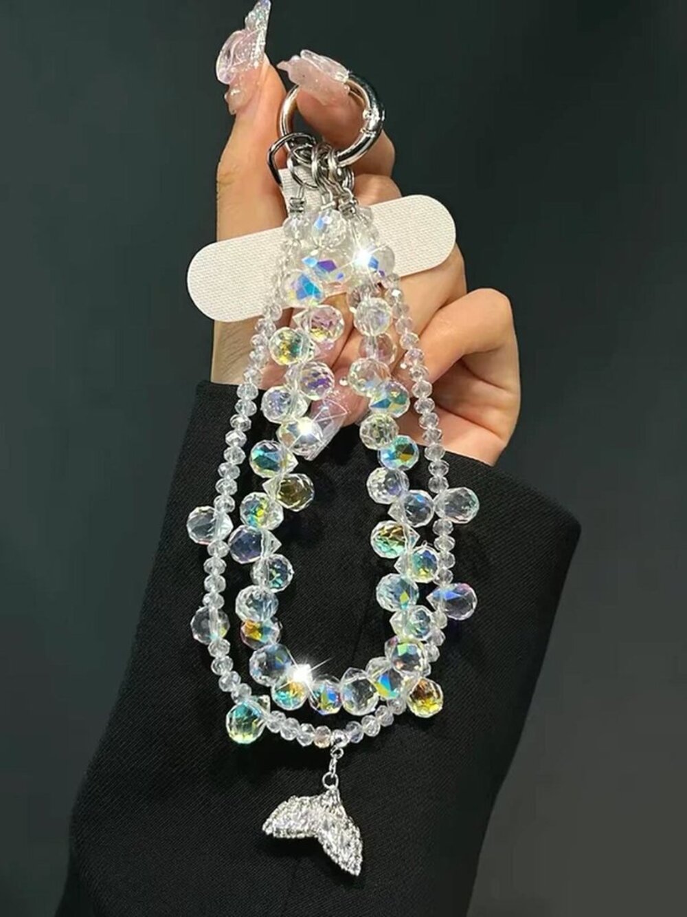 Crystal Beaded Mermaid Tail Phone Chain Keychain